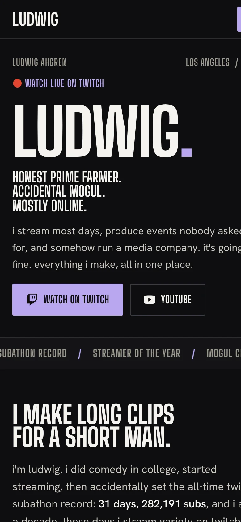 Ludwig concept site, a demo build by Streamcraft